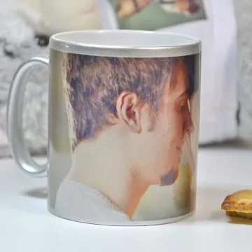 Mug argenté pailleté personnalisé