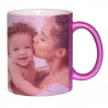 Mug photo rose foncé pailleté