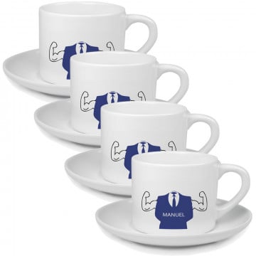 Set 4 Tasses Expresso Personnalisées avec gravure laser