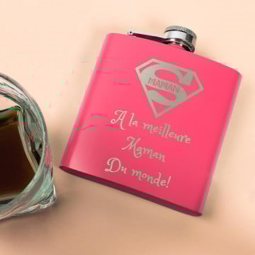 Flasque rose acier personnsalisable