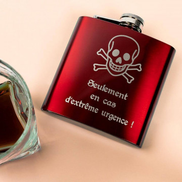 Flasque rouge 180 ml gravée