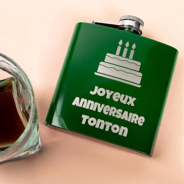 Flasque whisky 180 ml verte à personnaliser