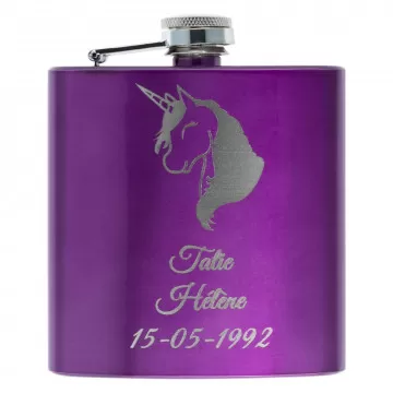 Flasque violette gravée