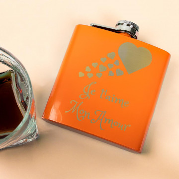 Flasque 180 ml acier orange personnalisée