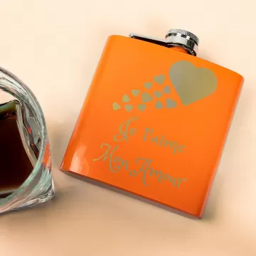 Flasque 180 ml acier orange personnalisée