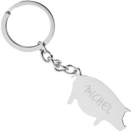 Porte clé cochon gravé
