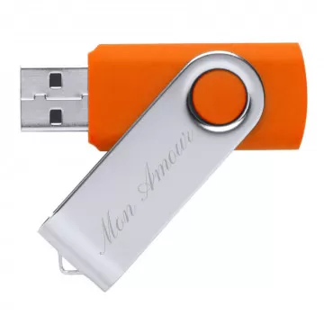 Clé USB twister orange gravure texte