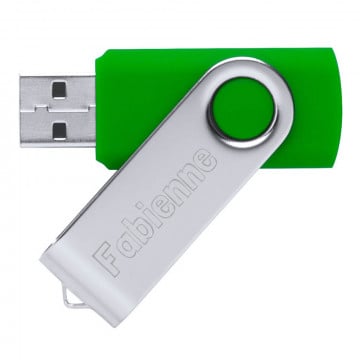 Clé USB 16 Go verte chromé personnalisée