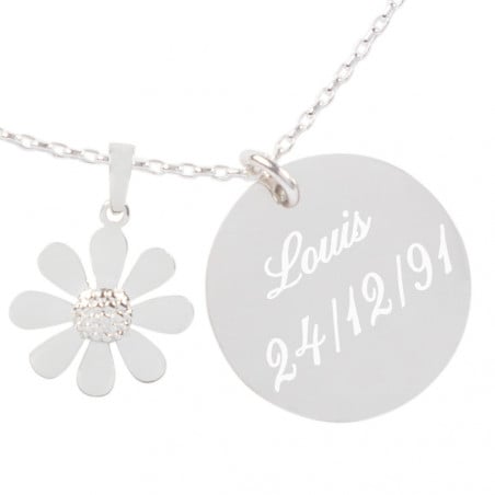 Pendentif marguerite gravé