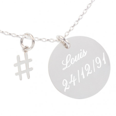 Collier hashtag gravé