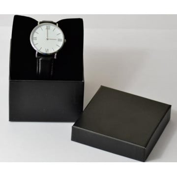 Montre homme cuir noir gravé