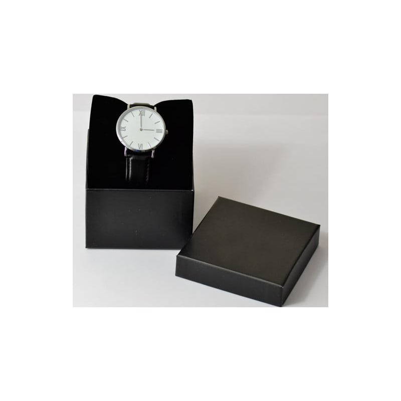 Montre homme cuir noir gravé