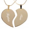 Collier coeur séparable gravé