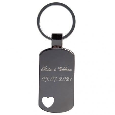 Porte clef plaque coeur personnalisé