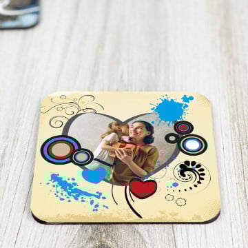 Sous verre carré avec personnalisation coeur