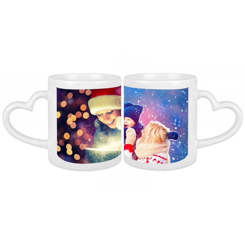 Mugs anse coeur pour couple personnalisé