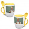 Mug jaune personnalisé avec cuillère