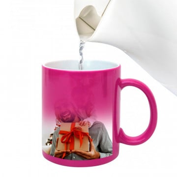 Mug magique couleur violet avec photo