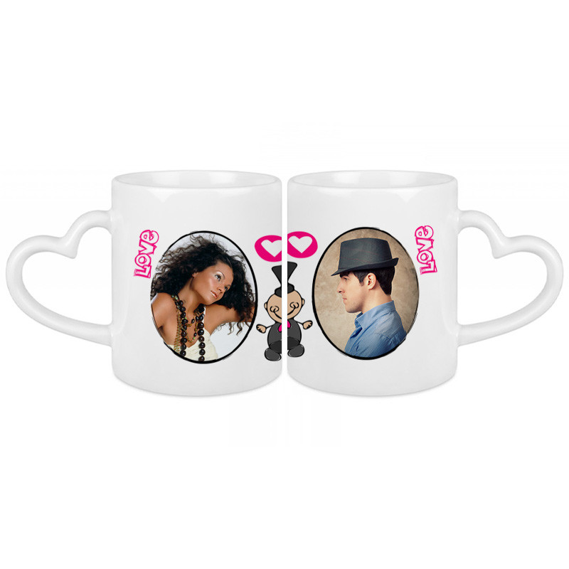 Duo de mug mariage anse coeur photo