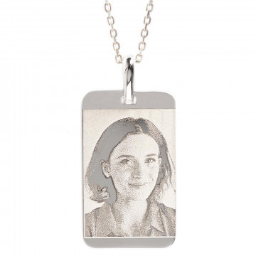 Grand pendentif rectangle en argent gravé