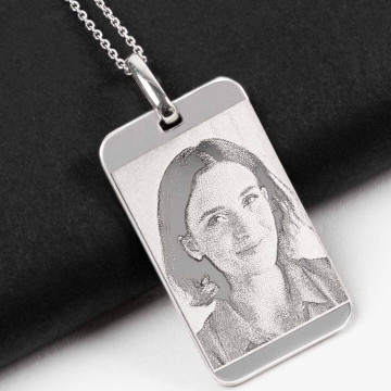 Grand collier rectangle en argent 925/000 à personnaliser
