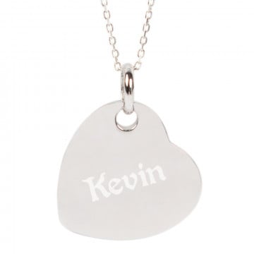 Collier cœur renversé en argent 925  avec personnalisation texte