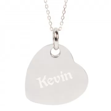 Collier cœur renversé en argent 925  avec personnalisation texte