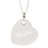 Collier cœur renversé en argent gravé