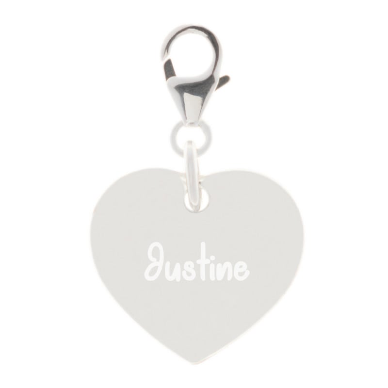 Pendentif argent coeur personnalisé avec accroche clip