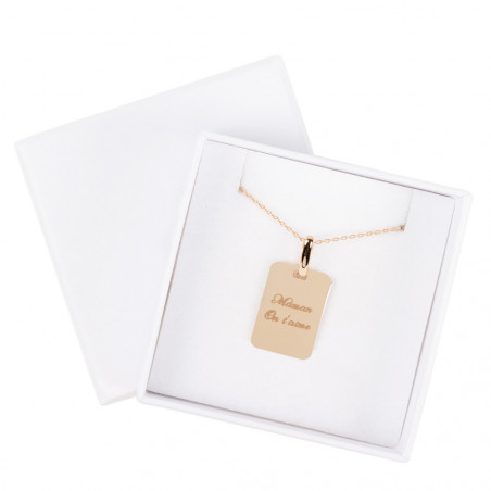Collier rectangle plaqué or gravé