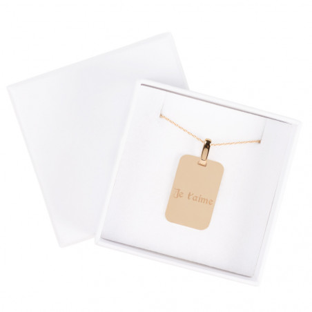 Pendentif rectangle en plaqué or avec texte gravé