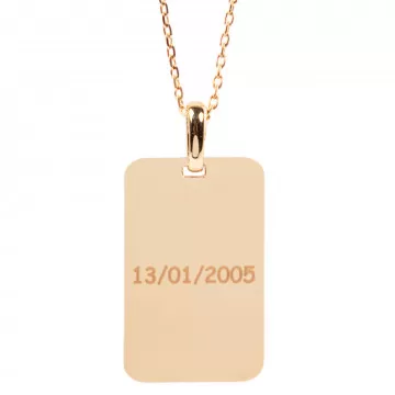 Grand pendentif rectangle en plaqué or avec gravure photo et texte