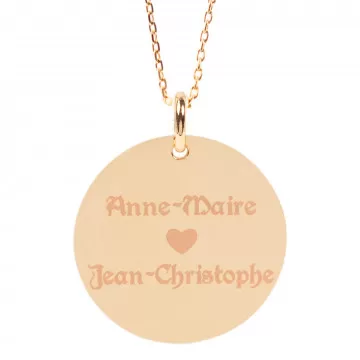 Collier grand rond en plaqué or jaune 18 carats personnalisé