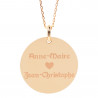 Collier grand rond en plaqué or avec gravure texte