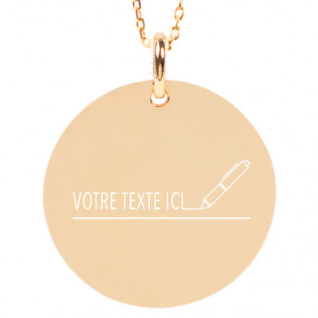 Collier grand rond en plaqué or 18 carats gravé