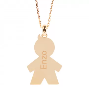 Collier gravé petit garçon en plaqué or jaune 18 carats