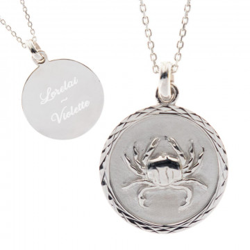 Collier Astro Cancer en argent et gravé