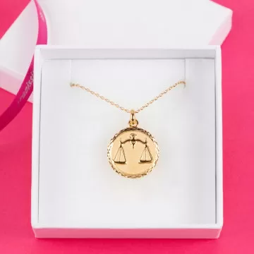 Collier en plaqué Or 18K du signe astrologique de la Balance à graver