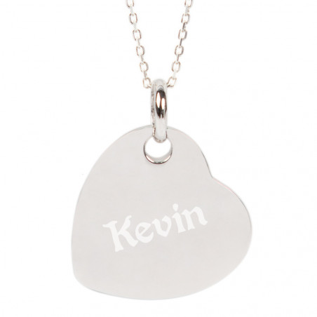 Collier cœur renversé en argent 925/000 avec texte gravé