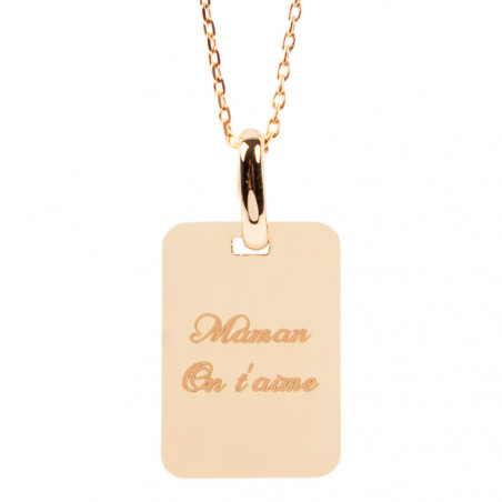 Collier rectangle plaqué or 18K personnalisé