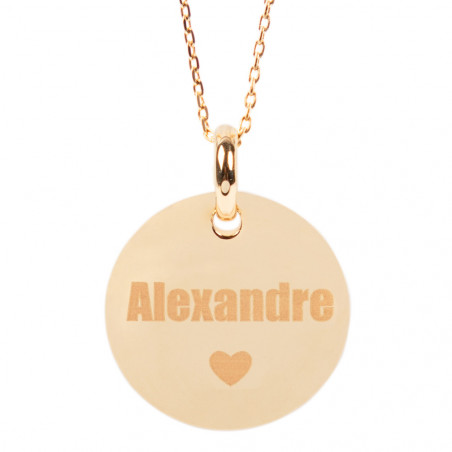 Pendentif rond en plaqué or jaune personnalisé