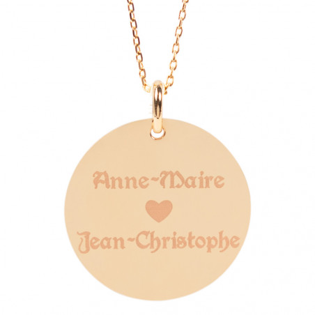 Collier grand rond en plaqué or avec gravure personnalisée