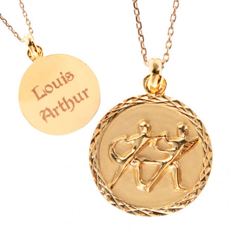 Collier zodiaque Gémeaux en or à personnaliser