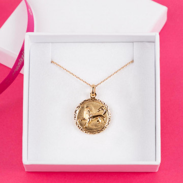Collier personnalisé astrologique Lion - Pendentif gravé en or 18K
