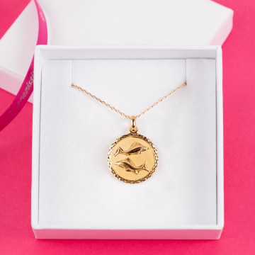 Pendentif personnalisé signe astro des Poissons - Collier plaqué Or 18 carats