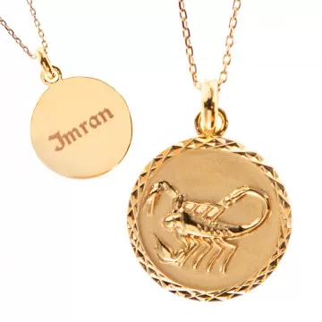 Collier du zodiaque Scorpion plaqué or personnalisé