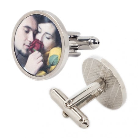 Bouton de manchette photo rond
