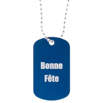 Plaque militaire bleu personnalisée avec gravure texte
