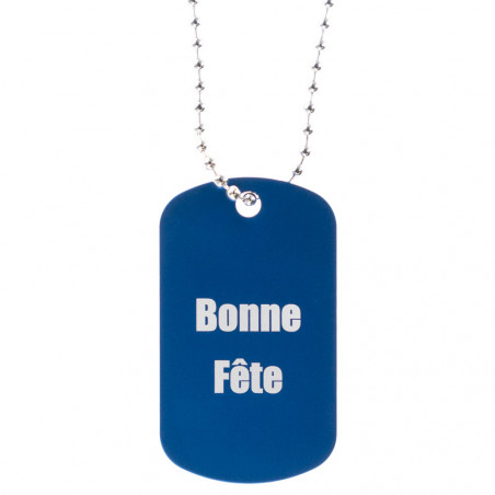 Plaque militaire bleu gravée