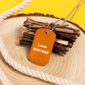 Dog Tag caramel personnalisé avec gravure texte
